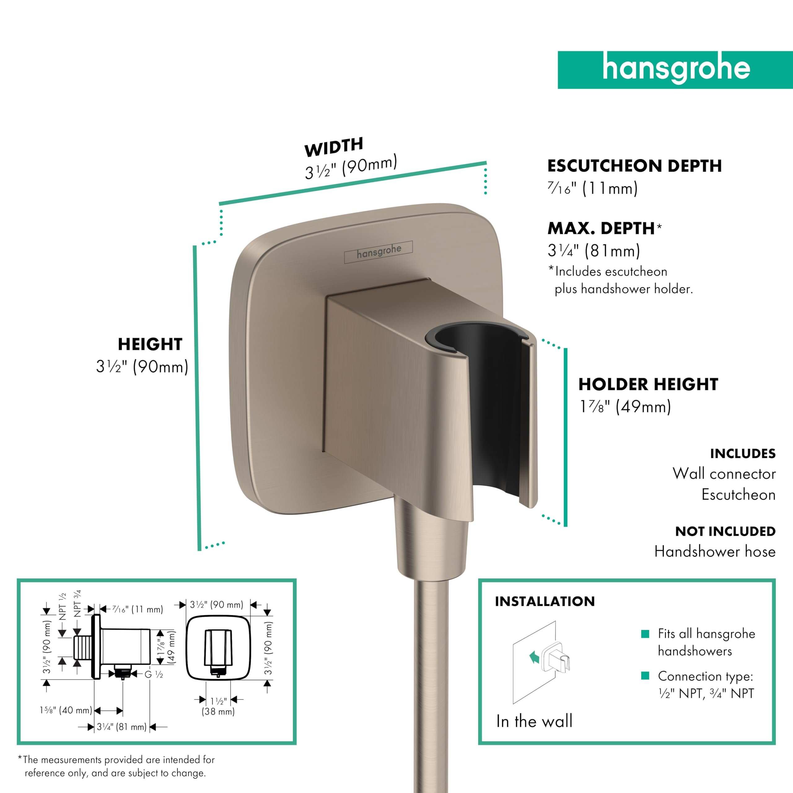 hansgrohe FixFit Q Handheld Shower Wall Outlet 1/2-inch Thread